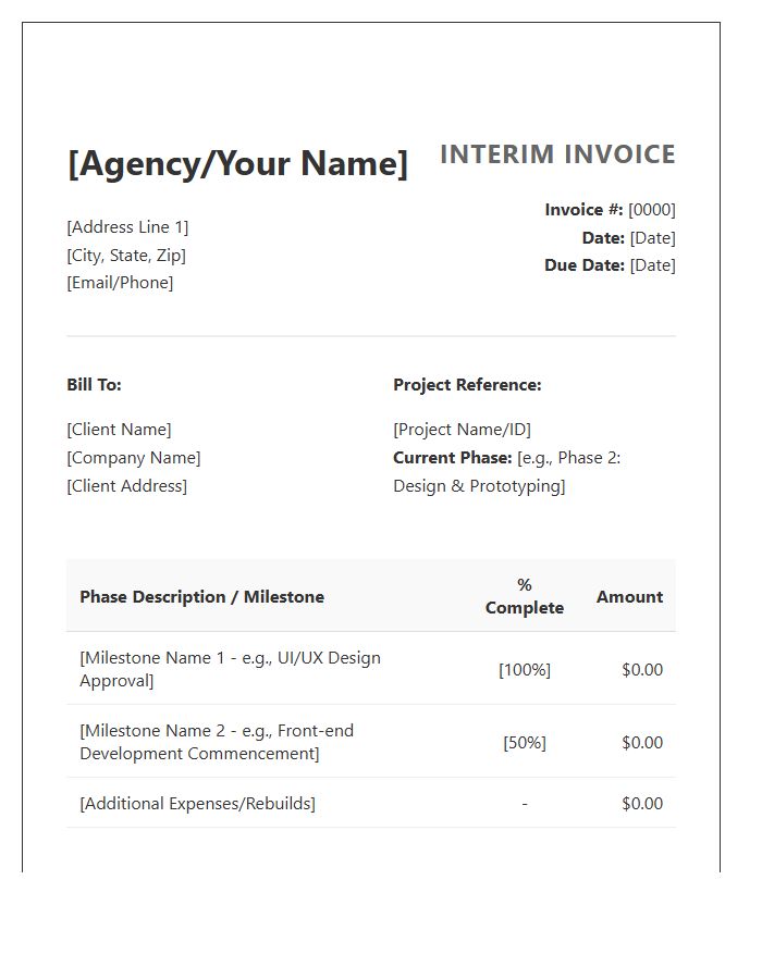 Web Design Phased Project Interim Invoice Template