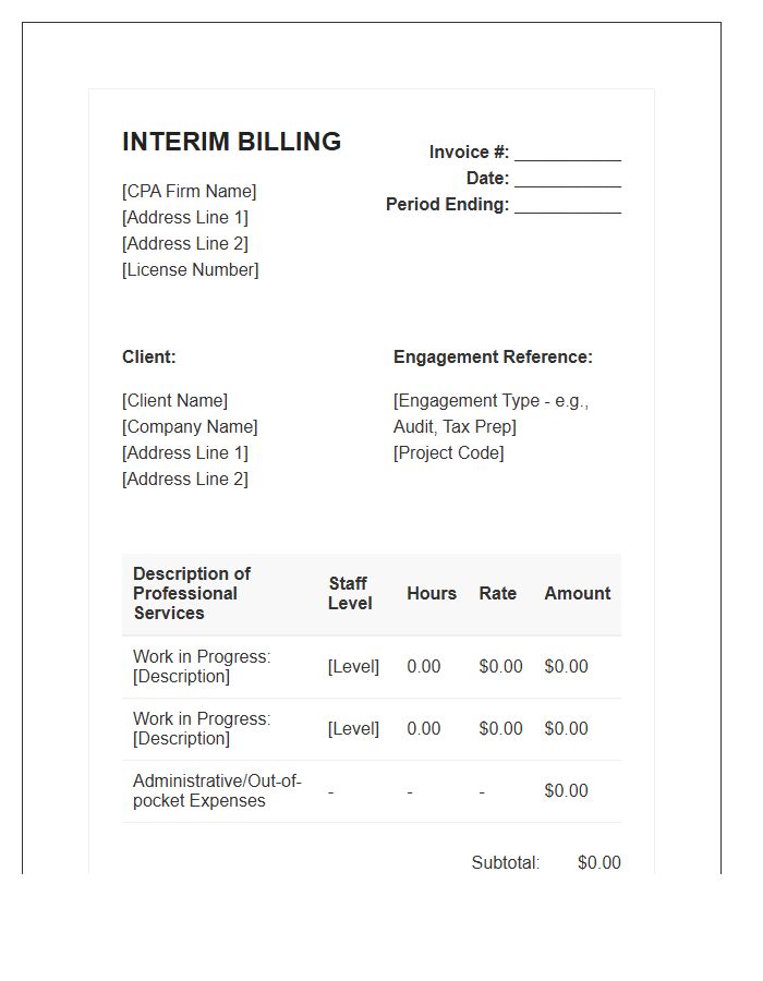 Certified Public Accountant Interim Billing Invoice Template
