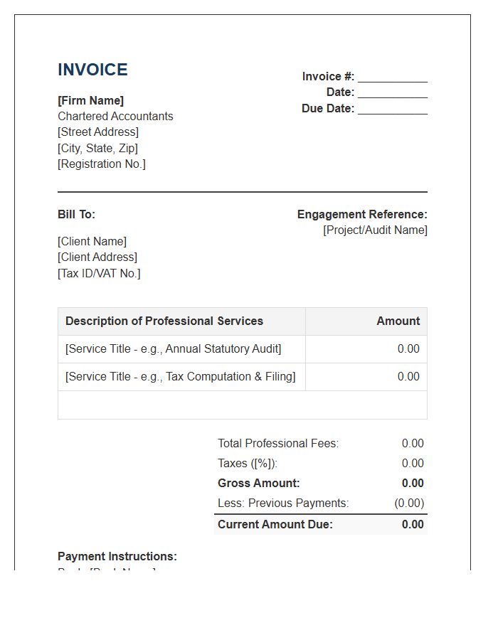 Chartered Accountant Partial Payment Invoice Template