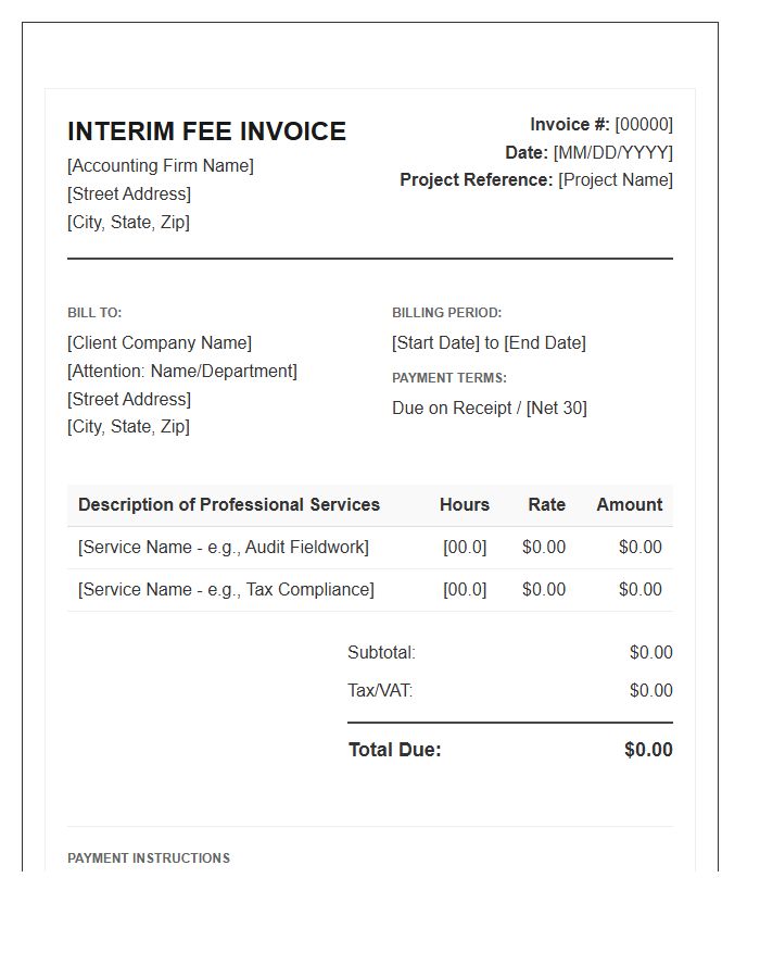 Corporate Accountant Interim Fee Invoice Template