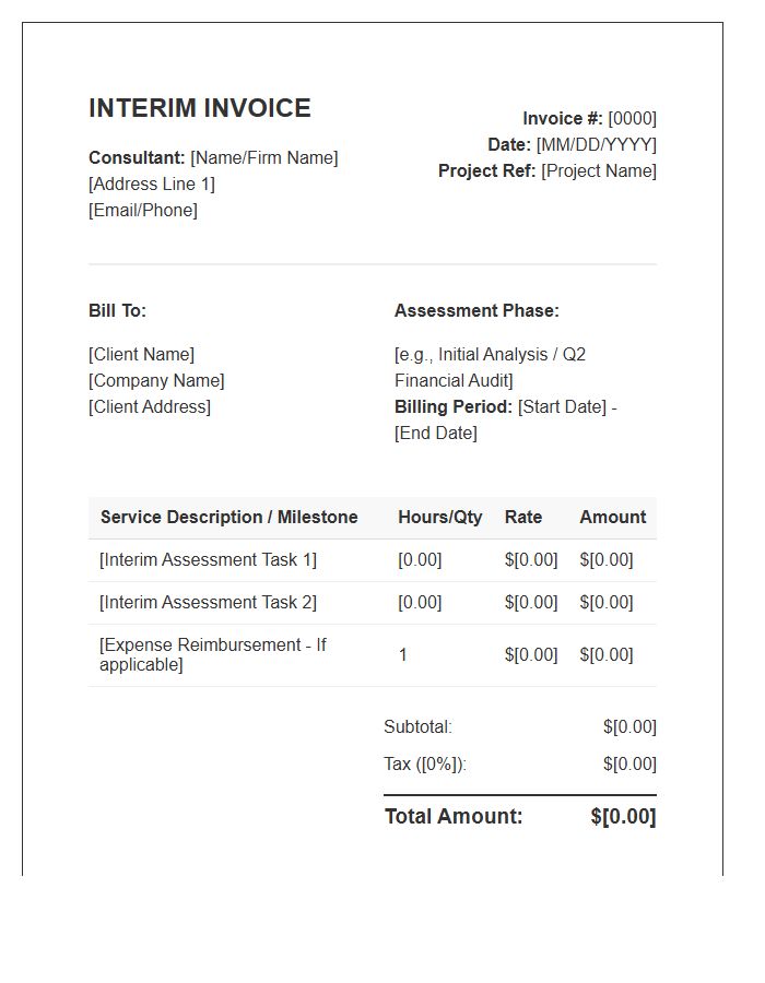 Financial Consultant Interim Assessment Invoice Template