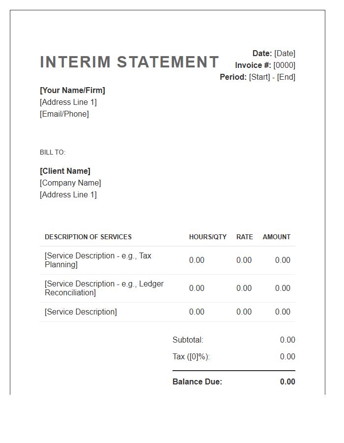Freelance Accountant Interim Statement Invoice Template