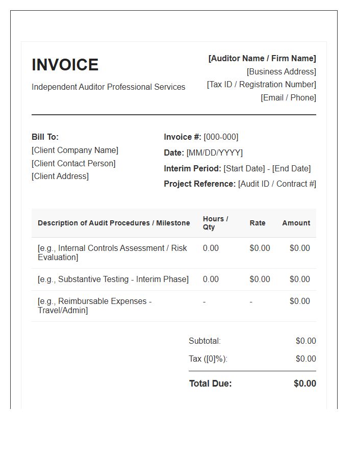 Independent Auditor Interim Project Invoice Template
