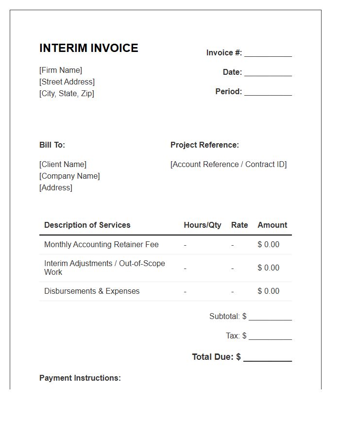 Monthly Accounting Retainer Interim Invoice Template