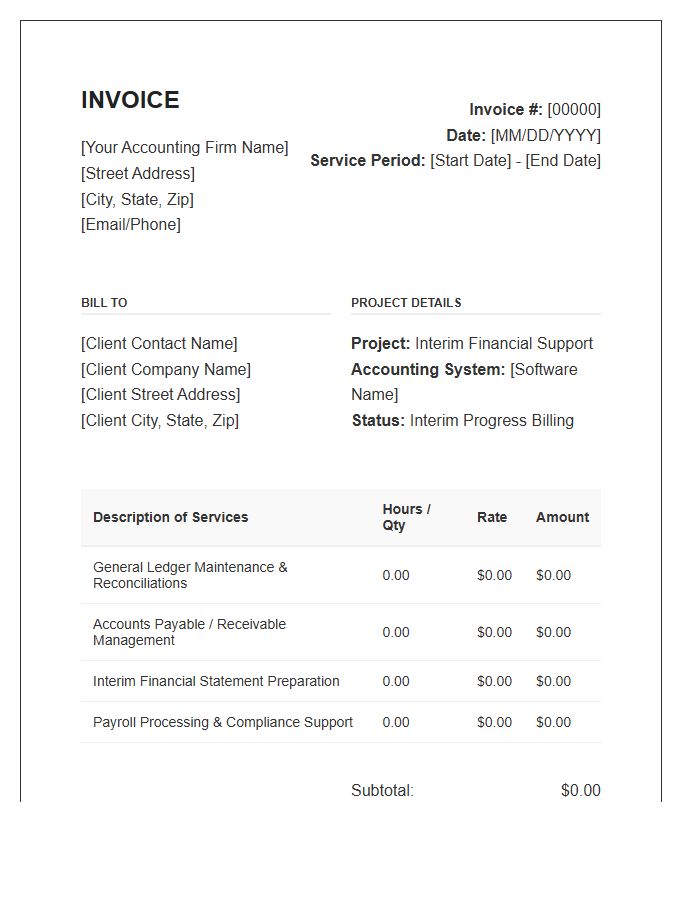 Outsourced Accounting Interim Work Invoice Template