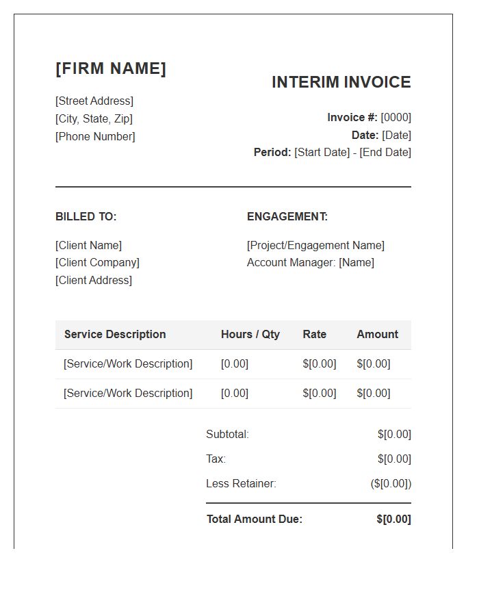 Private Accounting Firm Interim Invoice Template