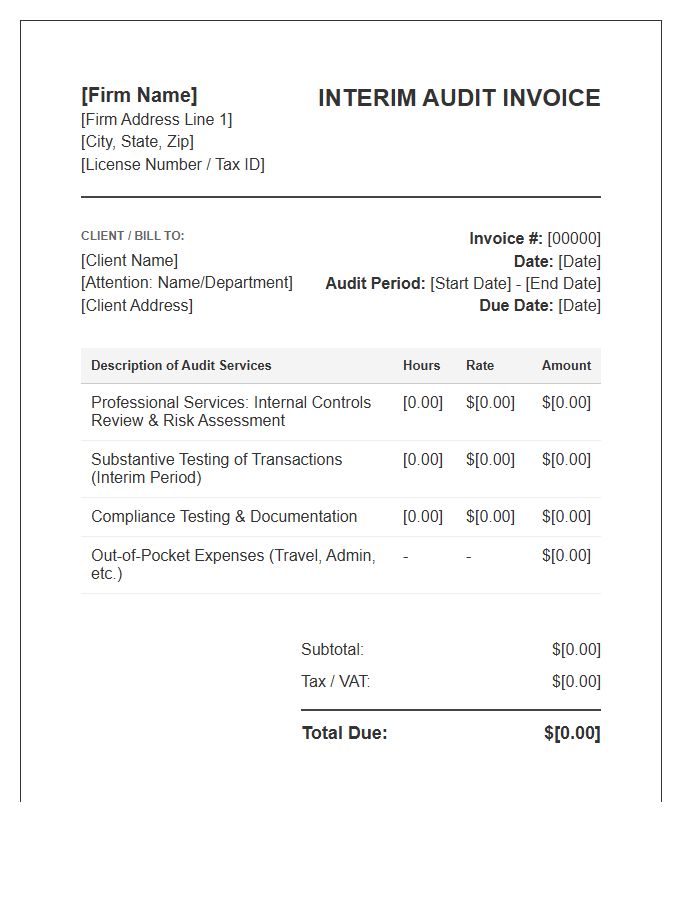 Public Accountant Interim Audit Invoice Template