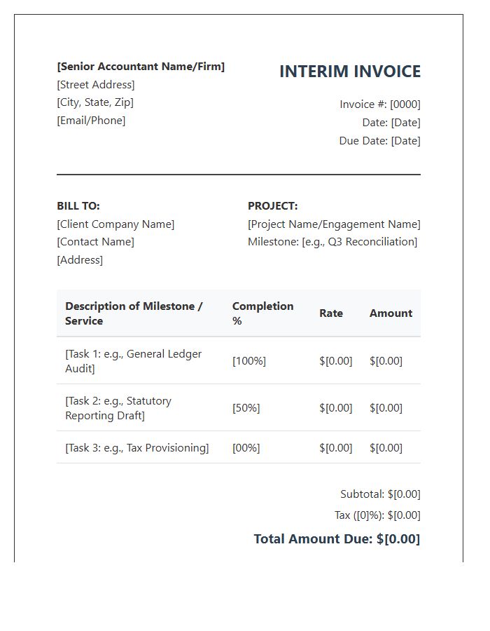 Senior Accountant Interim Milestone Invoice Template