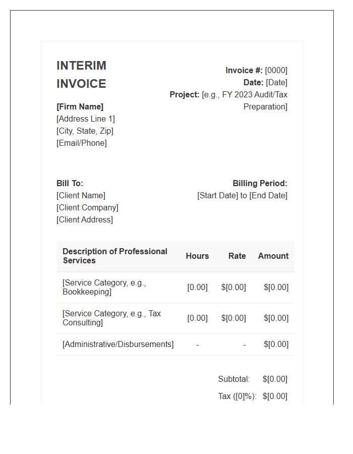 Small Business Accountant Interim Invoice Template