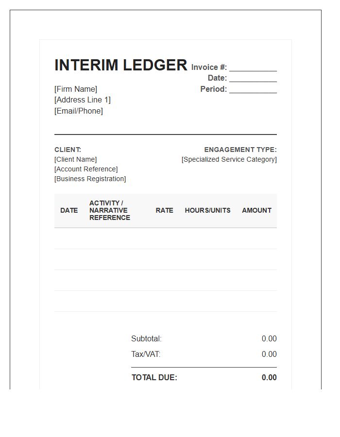 Specialized Accountant Interim Ledger Invoice Template
