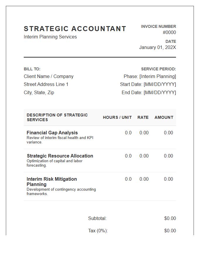 Strategic Accountant Interim Planning Invoice Template