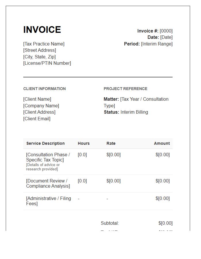 Tax Professional Interim Consultation Invoice Template