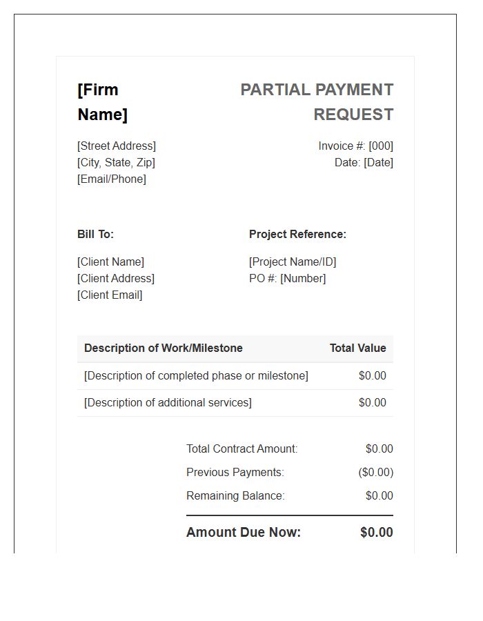 Partial Payment Request Invoice Template For Small Firms