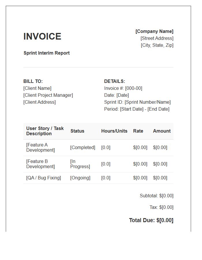 Agile Web Development Sprint Interim Invoice Template