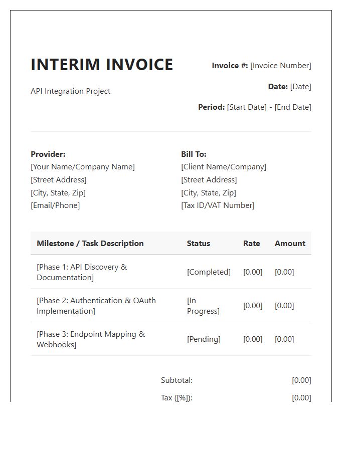 API Integration Project Interim Invoice Template
