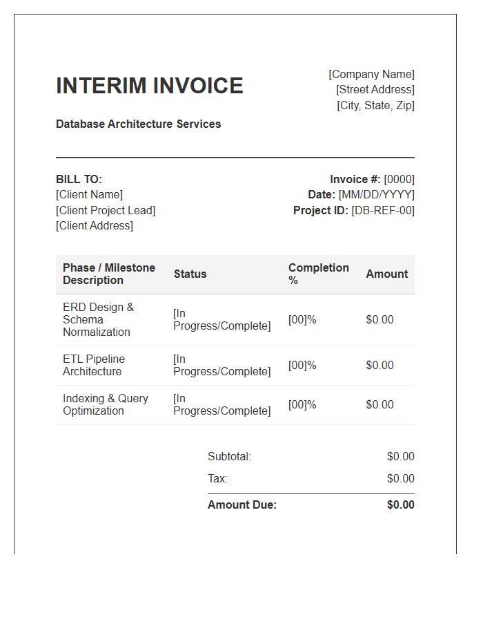 Database Architecture Interim Billing Invoice Template