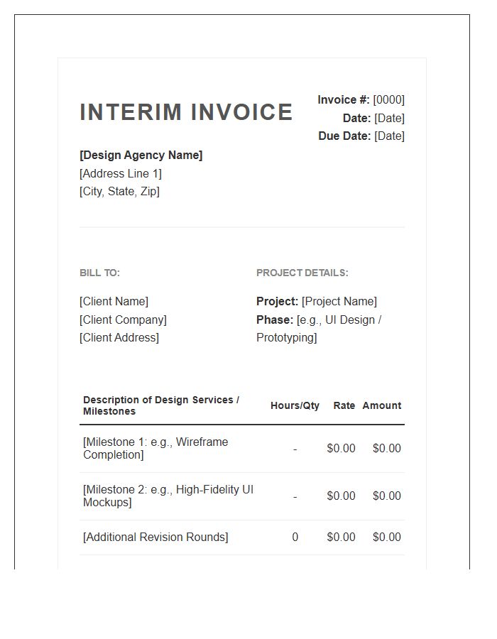 Professional Web Design Phase Interim Invoice Template