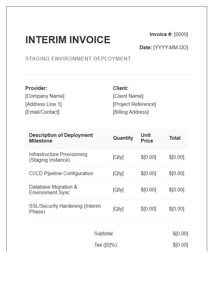 Staging Environment Deployment Interim Invoice Template