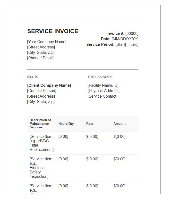 Commercial Interim Maintenance Service Invoice Template