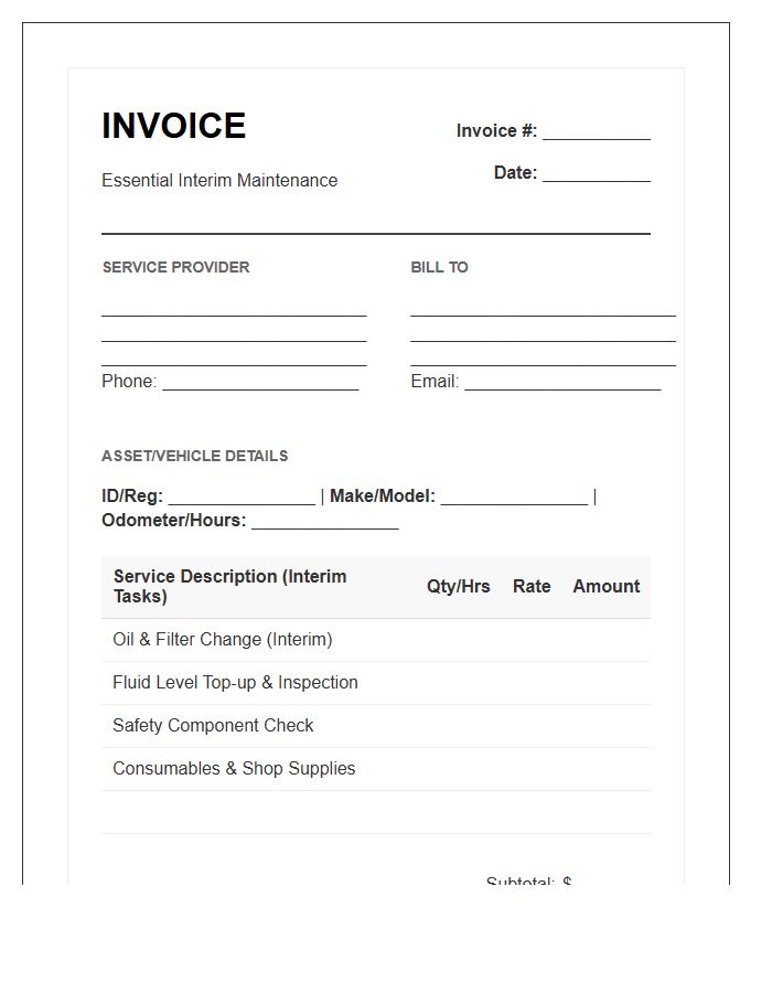 Essential Interim Maintenance Service Invoice Template