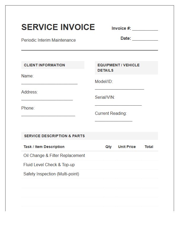 Periodic Interim Maintenance Service Invoice Template