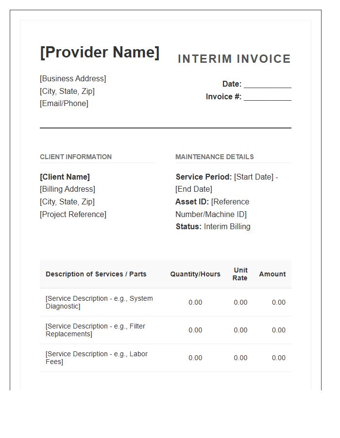 Professional Interim Maintenance Service Invoice Template