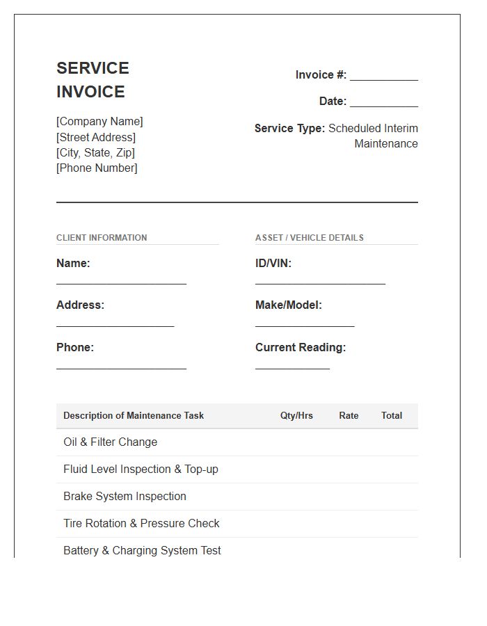 Scheduled Interim Maintenance Service Invoice Template