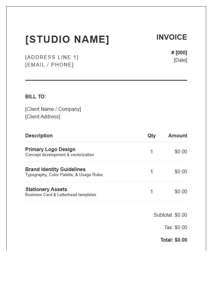 Logo And Brand Identity Invoice Template