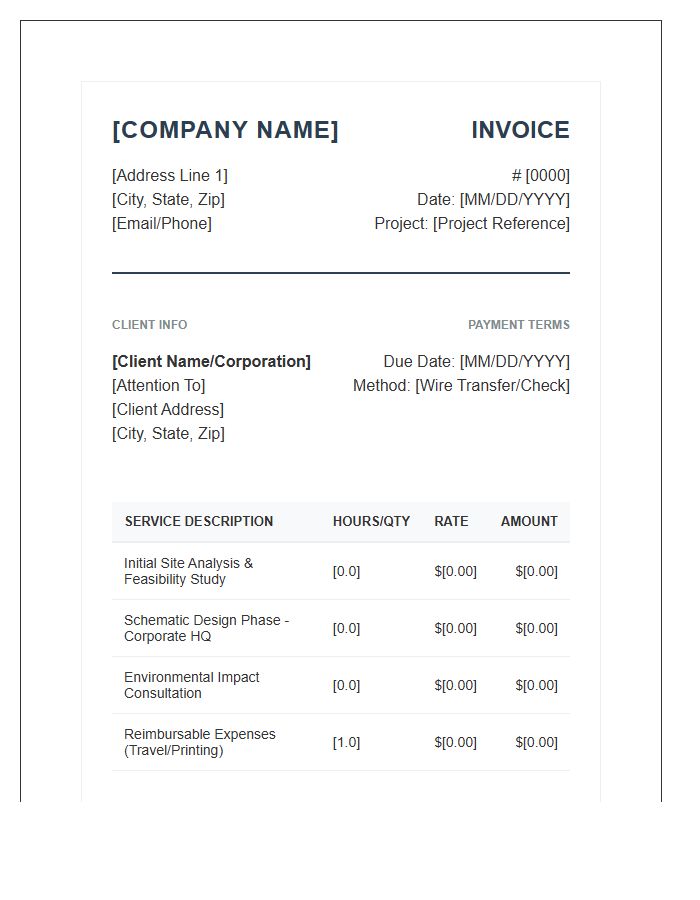 Corporate Architectural Consultation Services Invoice Template