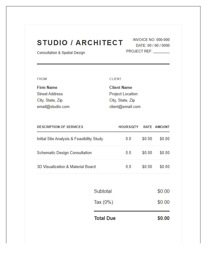 Modern Architectural Design Consultation Invoice Template