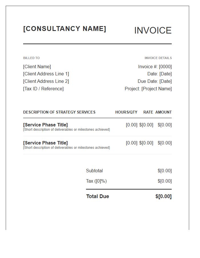 Boutique Consulting Strategy Invoice Template