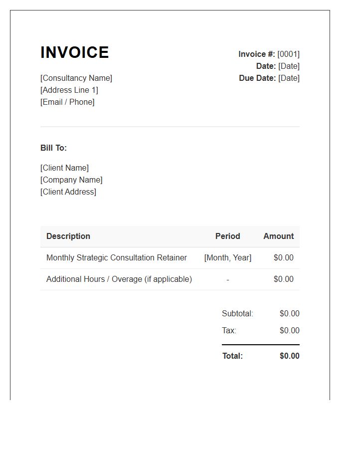 Business Consultation Retainer Invoice Template