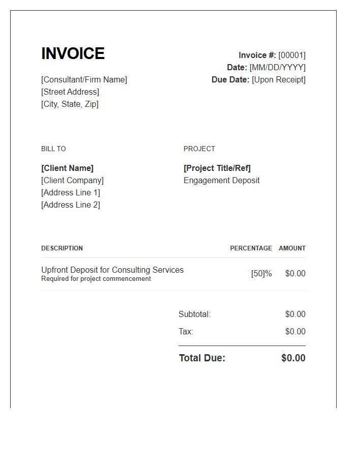 Consulting Services Deposit Invoice Template