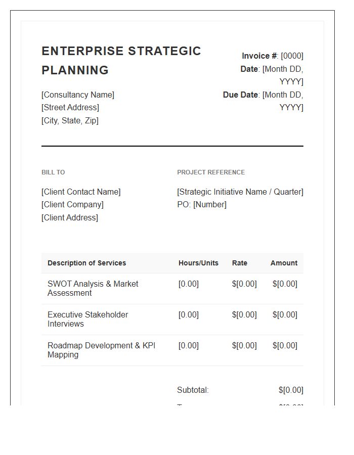 Enterprise Strategic Planning Invoice Template