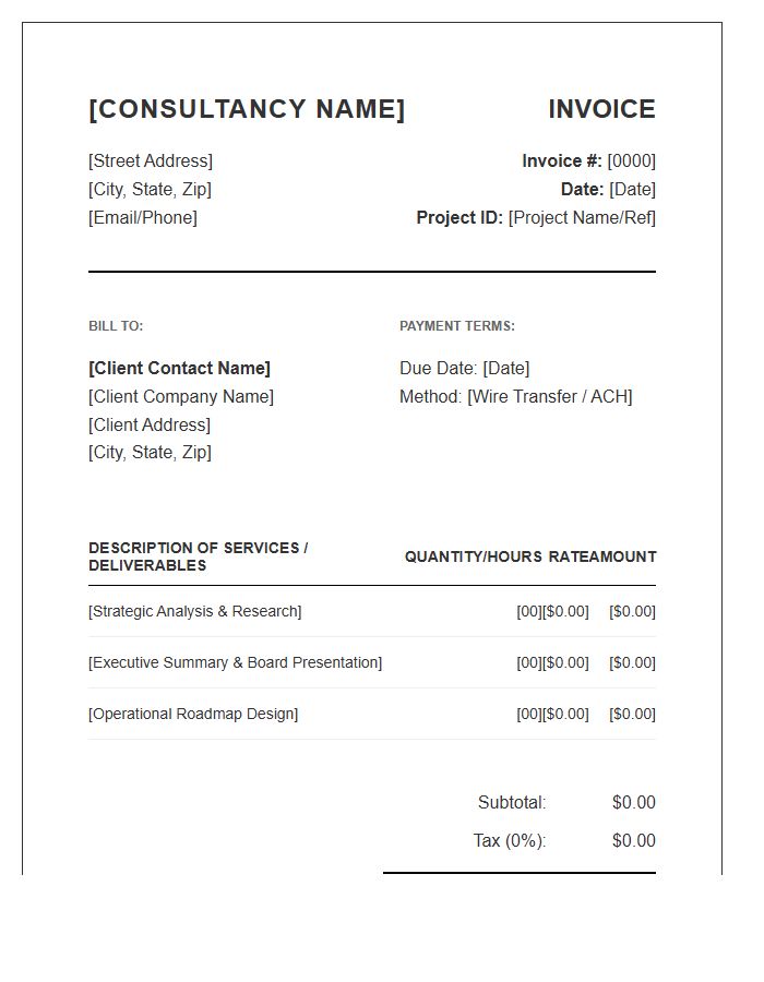 Professional Strategy Consulting Invoice Template