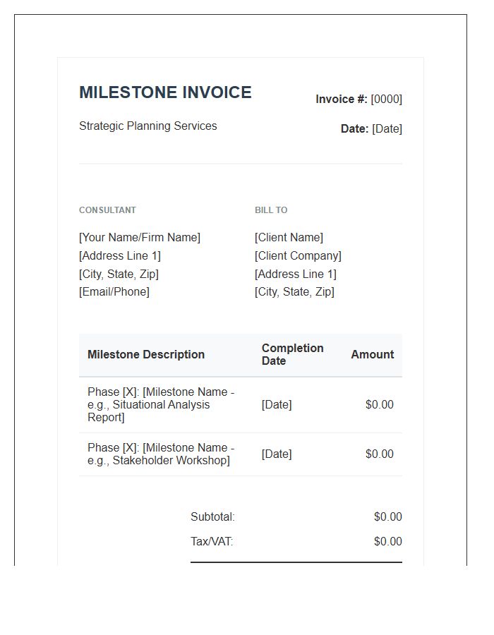 Strategic Planning Milestone Invoice Template