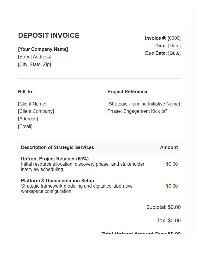 Upfront Payment Invoice Template For Strategic Planning