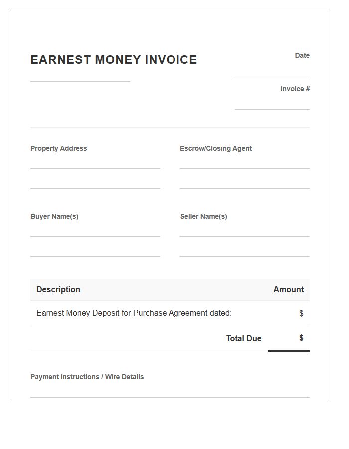 Real Estate Earnest Money Deposit Invoice Template