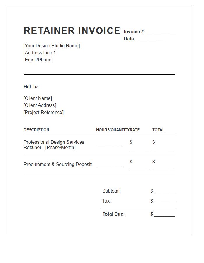 Interior Design Consultant Retainer Invoice Template