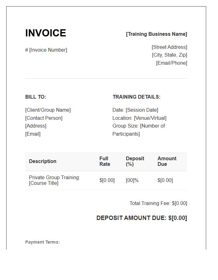 Private Group Training Deposit Invoice Template