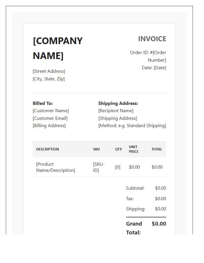 Automated E-commerce Receipt Invoice Template