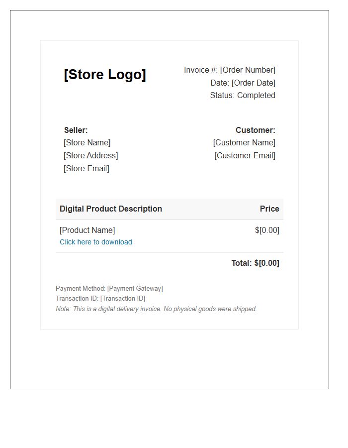 WooCommerce Digital Product Invoice Template