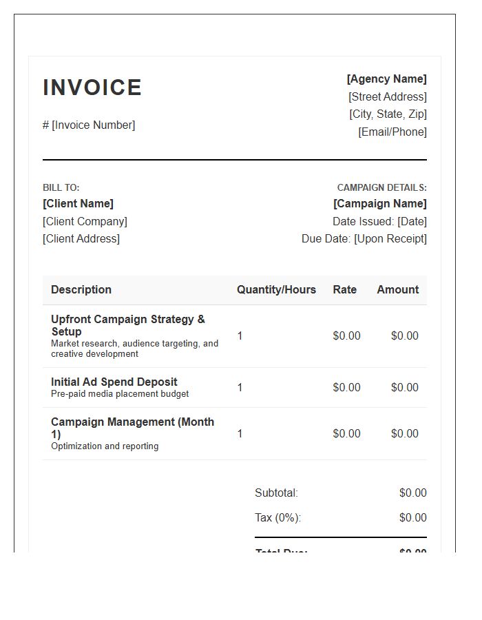 Marketing Campaign Upfront Payment Invoice Template