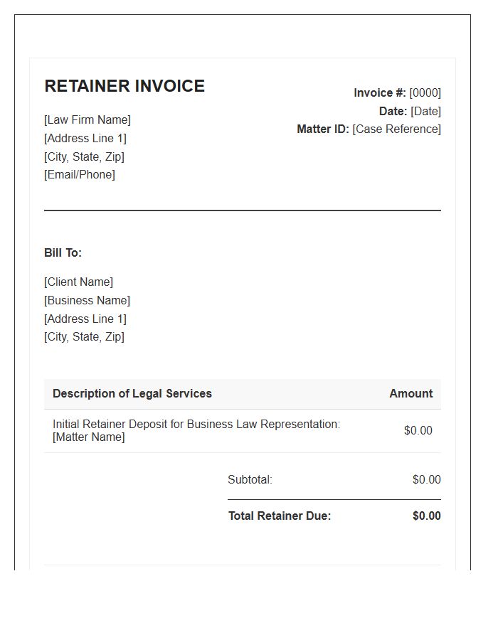 Business Law Retainer Deposit Invoice Template