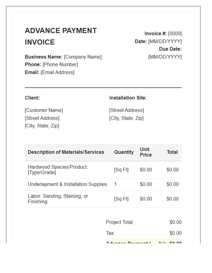 Hardwood Flooring Advance Payment Invoice Template