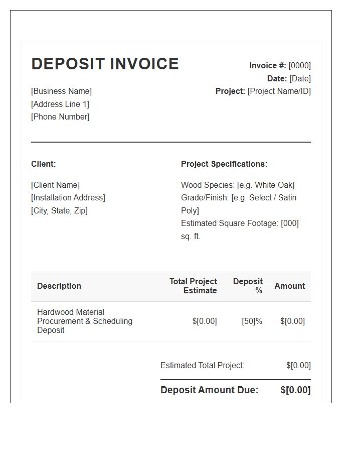Solid Hardwood Project Deposit Invoice Template