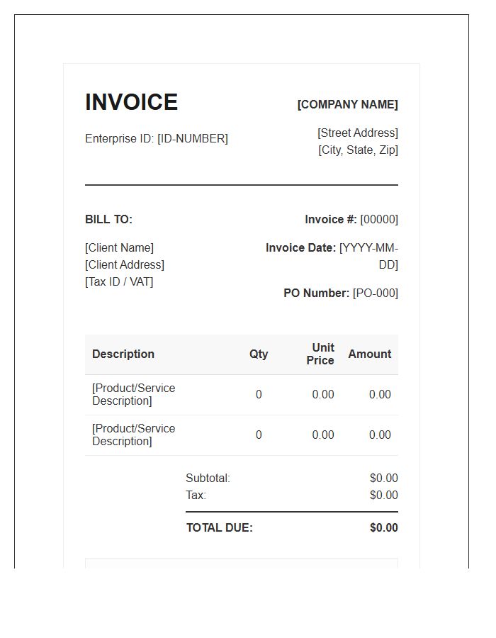 Enterprise Credit Payment Terms Invoice Template