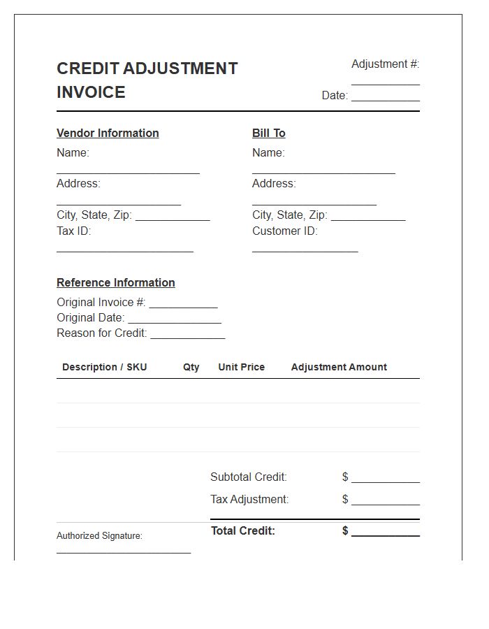 Official Credit Adjustment Invoice Template
