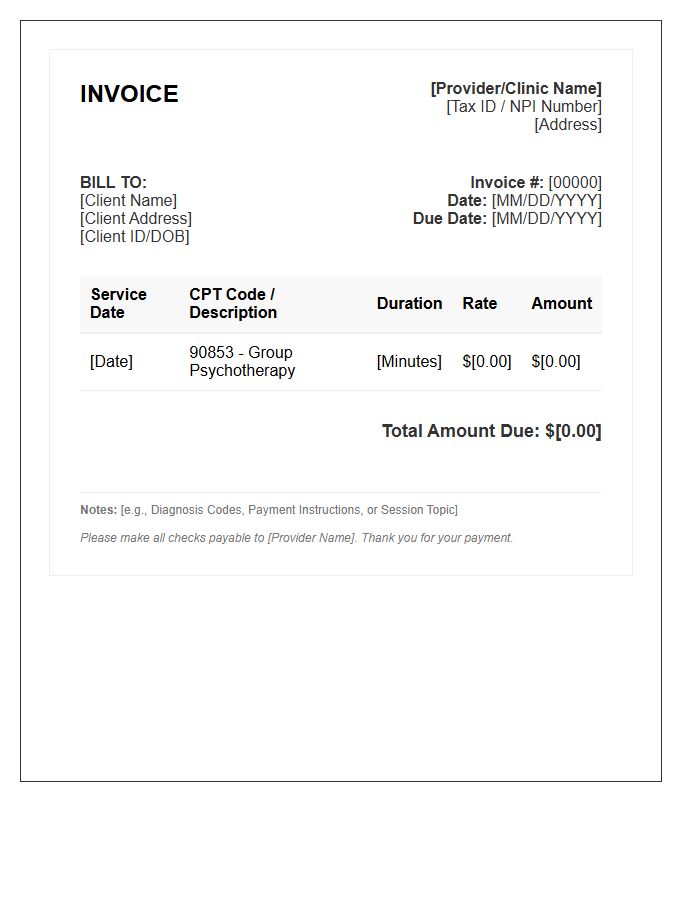 Group Therapy Session Billing Invoice Template