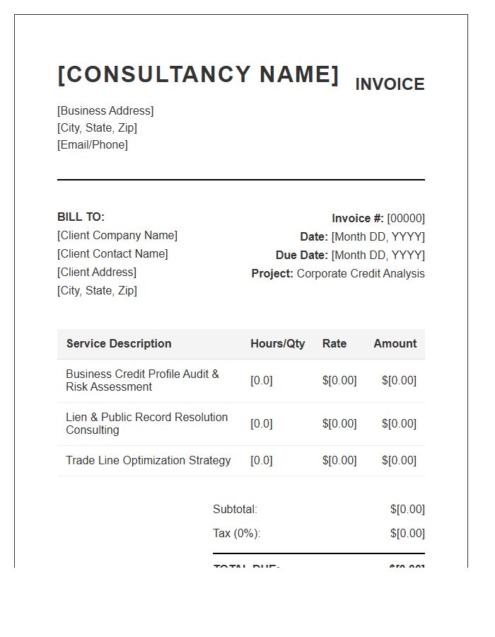 Corporate Credit Consulting Invoice Template